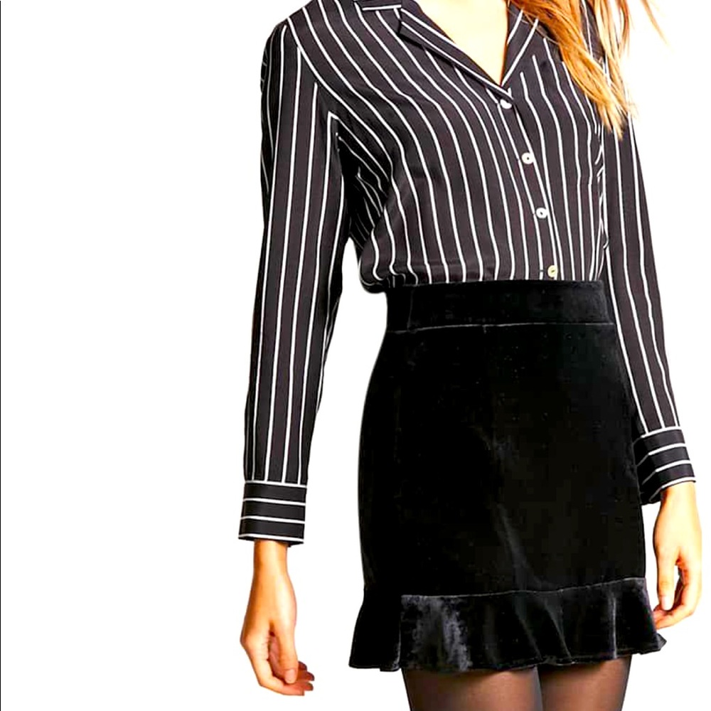 Black Velvet Mini Skirt
